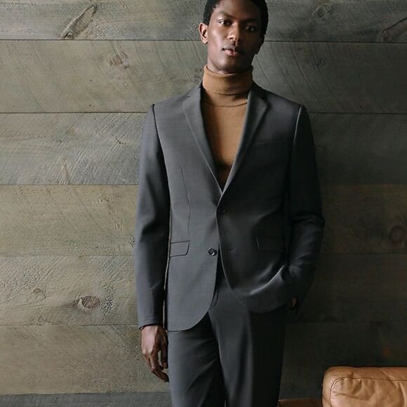 Express Slim Charcoal Wool Blend Wrinkle-Resistant Performance Suit Jacket 40 - Picture 5 of 5